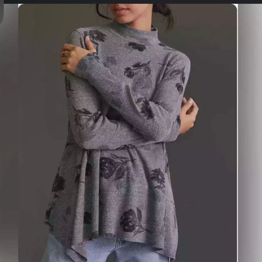 Anthropologie Waffle Knit Swing Top